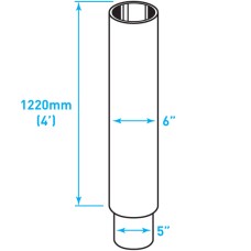 Exhaust Chrome Stack Reducing / Straight / Plain End / 6"-5" x 48"